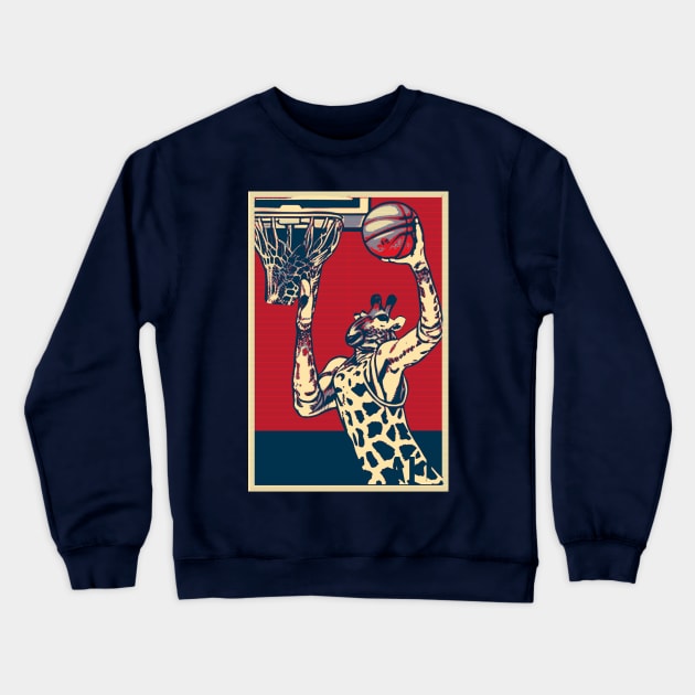 Giraffe Playing Basketball Crewneck Sweatshirt by DesignArchitect